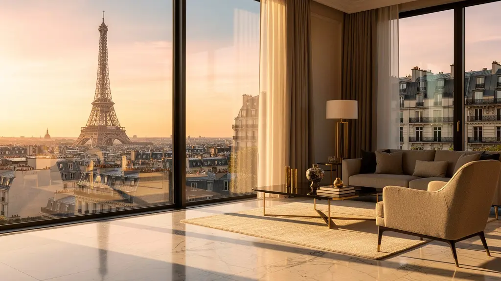 Appartement de luxe à Paris avec vue panoramique sur la Tour Eiffel