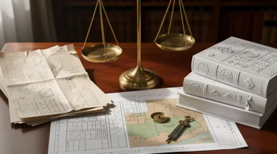 Documents d'expertise immobilière et avis de valeur sur bureau avec calculatrice et plans architecturaux