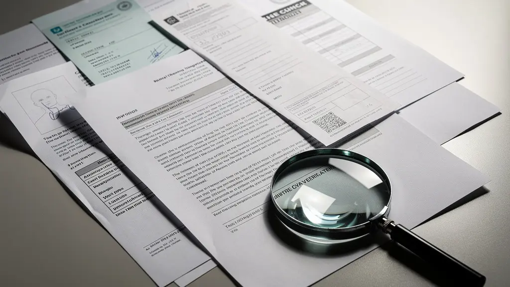 Vue rapprochée de documents de location étalés sur un bureau avec une loupe posée dessus