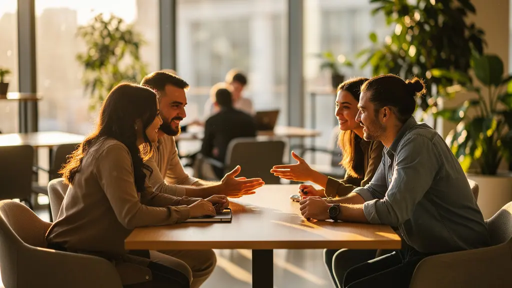 Espace de coworking dynamique avec zones de travail variées et ambiance collaborative