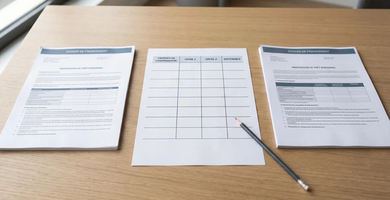 Deux propositions de crédit génériques examinées avec une grille de comparaison